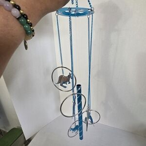 Turquoise Blue Metal Wind chime Kangaroos